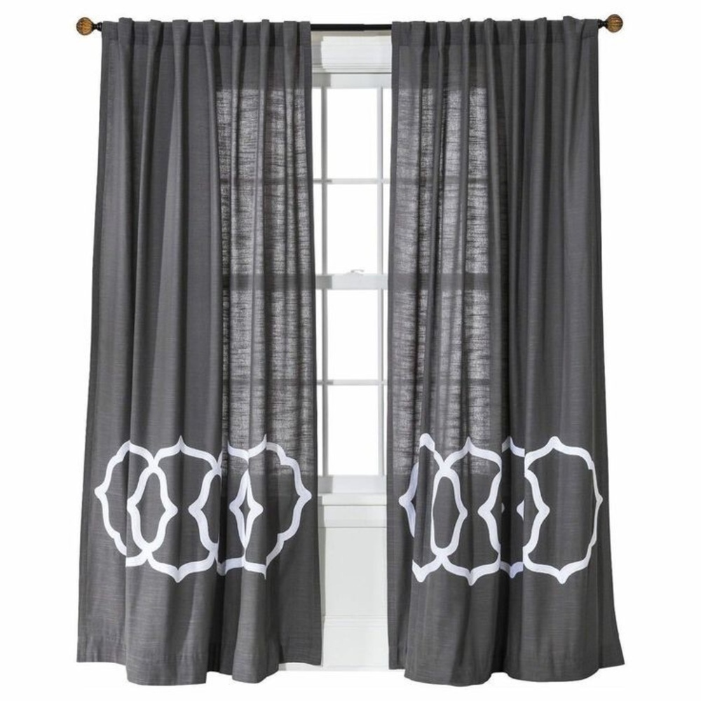 1 - 85x54 Target Threshold Grey Embroidered Curtain